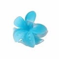 Matte bright blue frangipani flower hair claw clip with a frosted finish for women - Matte Blue