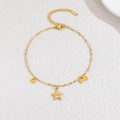 Bracciale minimalista in acciaio inossidabile dorato con ciondoli cuore stella osso - Stile Stella a Cinque Punte (S-B1280-wjx)