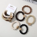 Five-piece high-elastic hair tie set in earth tones with handmade labels - Style H / Earth Tone Combo