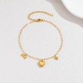 Bracciale a catena in acciaio inossidabile dorato con ciondoli a cuore e osso - Stile Cuore (S-B1280-aixin)