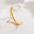 Bracciale aperto dorato minimalista con elegante elemento decorativo ovale in smalto bianco - Smalto Ovale Bianco (SB1268-bai) / Bianco