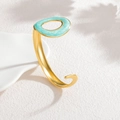 Bracciale rigido dorato a forma di C con smalto blu marmorizzato e finitura opaca spazzolata - Smalto Ovale Blu (SB1268-lan) / Blu
