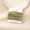 Five-piece set of olive green pleated satin scrunchies for elegant hair styling - Matcha Green