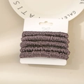 5-piece set of brown silk-like pleated scrunchies neatly displayed on a white card - Dark Purple