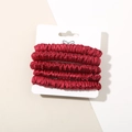 Elastic satin scrunchies set in wine red on display card for stylish hair styling - Burgundy