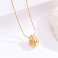 Elegant gold-plated teardrop pendant with zircon on a sleek snake chain necklace - Water Drop Style B (S-N2305-B)