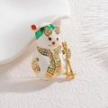 Charmante broche bonhomme de neige skieur avec émail coloré et strass étincelants - Bonhomme de neige
