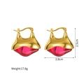 French vintage teardrop earrings with dimensions of 2.5cm by 2.8cm and 17.8g weight - Geometric Lip Shape Red Resin Style (S-E1207)