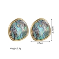 Boucles d'oreilles larmes en nacre d'abalone avec monture dorée et détails de taille - Coquillage ormeau