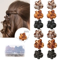 Mini floral hair claw clips set in various colors with storage box and dimensions - 12-Piece Set (Bagged) / Flower Style / Assorted Colors (A)
