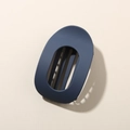 Flat oval hair claw clip in matte dark blue finish with hollow design for women - Oval Clip (Bulk) / Matte Blue