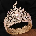 Macro detail of luxury golden baroque tiara with colorful gemstones and crystals - Gold Full AB Rhinestone Style