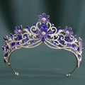 Couronne de mariée luxueuse en or avec strass bleu foncé pour mariage et concours - Or KC Blanc & Strass Bleu Saphir
