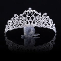 Dettaglio della corona da sposa in argento con motivi a cigno e strass scintillanti - Argento / Zirconia Bianca