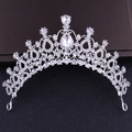 Elegant silver bridal tiara with sparkling pear-cut rhinestones on black background - Silver (H1007)