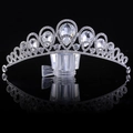 Lussuosa corona da sposa argentata con strass scintillanti ed eleganti cristalli - Argento / Zirconia Bianca