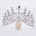 Lussuosa corona da sposa in lega d'argento con strass scintillanti e pietre di cristallo - Argento / Zirconia Bianca