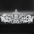 Classic silver bridal crown with sparkling rhinestones and a central pear-shaped crystal - Silver (H1002)