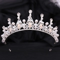Squisita corona da sposa con cristalli bianchi e perle su base in lega d'argento - Argento Con Cristallo Bianco