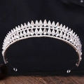 Corona da sposa barocca in argento con cristalli a goccia per acconciature da matrimonio - Argento Spesso Strass Bianchi