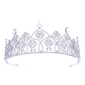 Elegante tiara da sposa in argento con scintillanti zirconi cubici e raffinati motivi floreali - Argento