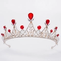 Diadème de mariée doré orné de rubis rouges en goutte et de strass blancs brillants - Or KC Fait Main Cristal Rouge