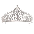Elegantes silbernes Braut-Tiara mit funkelnden Strasssteinen und birnenförmigen Kristallen - Zirkonia Krone (Silberweiß Stil) / Silber