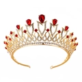 Dettaglio corona da sposa vintage con strass rossi e placcatura in lega d'oro - Oro Zirconia Rossa
