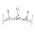 Elegante tiara da sposa con strass scintillanti e perle bianche in lega d'argento - Argento Spesso Strass Bianco / Argento