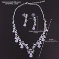 Silver bridal jewelry set with pear-shaped cubic zirconia stones and 13cm necklace drop - Necklace C1009 + Earring Post (Without Box)