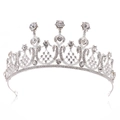 Elegante corona da sposa in argento con strass scintillanti e motivi floreali - Argento Spesso Strass Bianchi