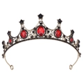 Vintage bronze bridal crown with red gemstones and black rhinestones in gothic style - Antique Bronze With Black & Red Rhinestones (H1147)