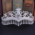 Corona da sposa vintage in argento con strass scintillanti e nappe eleganti - Argento con Strass Bianchi