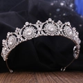Elegant silver rhinestone bridal crown with sparkling crystal embellishments for wedding events - White K Gold With White Rhinestones (H1188)