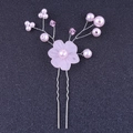 Forcina per capelli da sposa fatta a mano con fiori rosa, cristalli e perle eleganti - Rosa