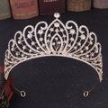 Macro detail of luxury baroque gold tiara with sparkling crystal rhinestones - KC Gold White Rhinestone