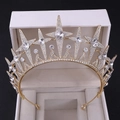 Macro detail of gold bridal crown with sparkling stars and crystal rhinestones - KC Gold White Rhinestone