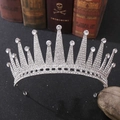 Detalle de tiara de cristal plateado con pedrería brillante para peinado de novia - Plata Gruesa Diamantes de Imitación Blancos