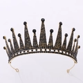 Corona dorada vintage europea con cristales negros y diamantes de imitación en blanco - Oro antiguo con diamantes de imitación negros