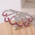 Pettine per capelli in lega d'argento con strass rosa a forma di cuore per bambine - M / Argento Rosa