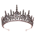 Couronne baroque en or rose avec strass gris et cristaux en goutte sur fond blanc - Cuivre Antique Strass Noir