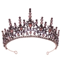 Détails de la couronne en bronze vintage avec strass rouges et motifs de vignes - Vieux cuivre rouge avec strass violets