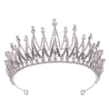 Dettagli corona da sposa di lusso con perle bianche e cristalli lucidi su base argentata - Argento Spesso Strass Bianchi