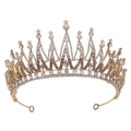 Lussuosa corona da sposa dorata con cristalli e perle per acconciature da matrimonio eleganti - Oro KC Strass Bianchi
