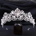 Elegante corona da sposa argento con cristalli e strass AB su una base di vetro - Argento Strass Chiaro e AB