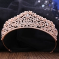 Exquisite rose gold bridal crown with vintage vine patterns and brilliant rhinestones - Rose Gold With White Rhinestones (H1187)