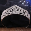 Exquisite silver bridal tiara with sparkling rhinestones and classic leaf patterns - White K Gold With White Rhinestones (H1187)