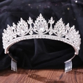 Elegant silver bridal crown with shimmering crystals and hair comb for wedding styling - Silver White Rhinestone (H1346)