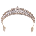 Tiare de mariée dorée avec cristaux clairs et strass pour des événements formels - Ton Or Strass Blanc