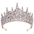 Eleganter Braut-Kristall-Kronenschmuck mit goldener Legierung und Strass für Hochzeiten - KC Gold Weißer Strass